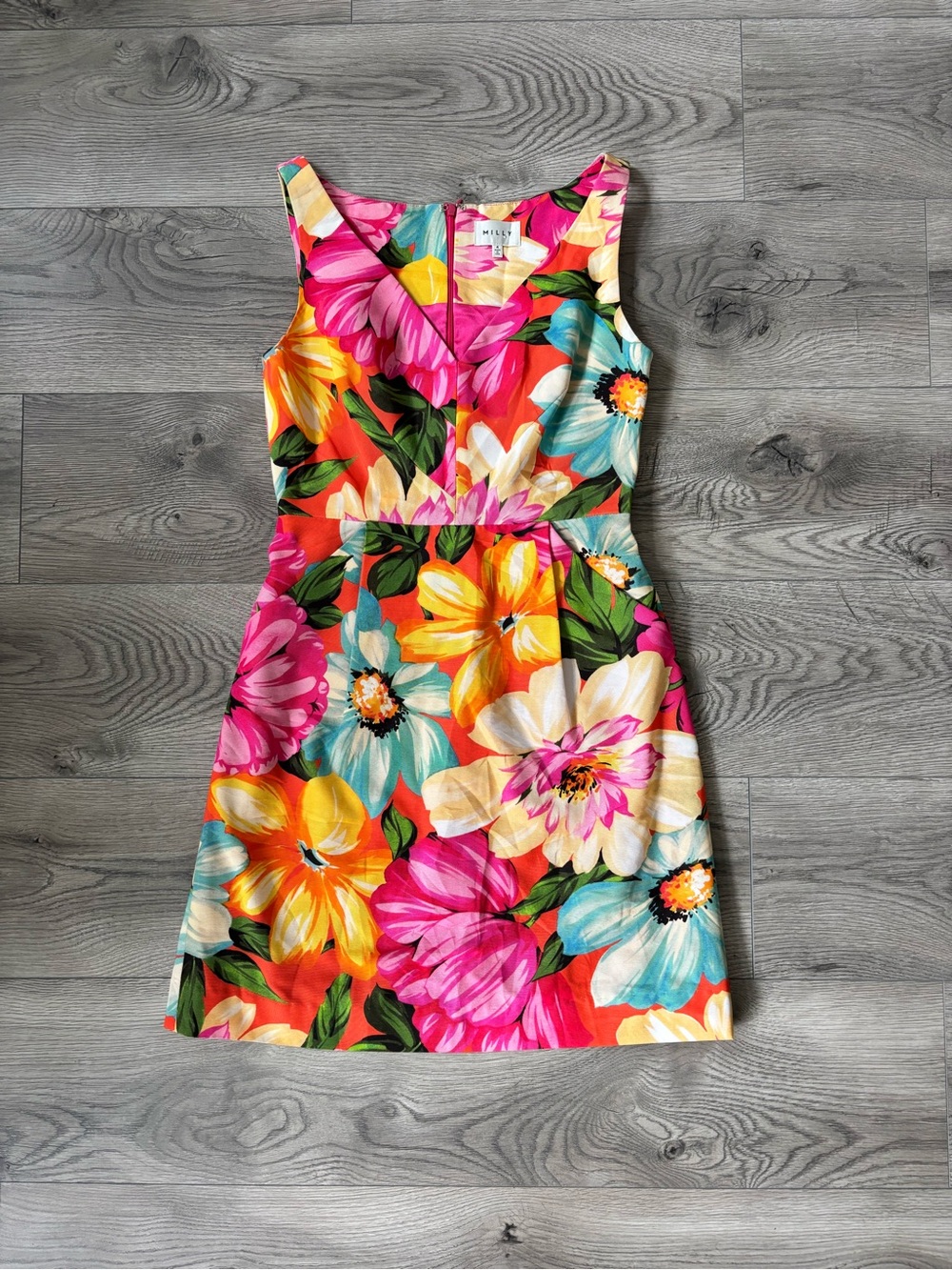 MILLY Floral Sleeveless Sheath Summer Dress | Bright Tropical Print | Size 4